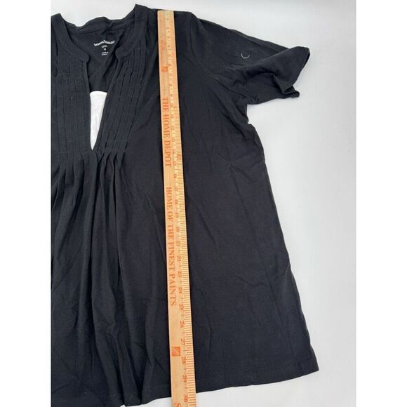 Woman Within Black Tee 7 Day Layer Look Elbow Sleeve Blouse Black White 1X 22/24 - Picture 9 of 9